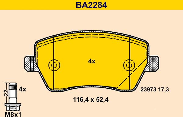 Barum BA2284 - Гальмівні колодки, дискові гальма autocars.com.ua