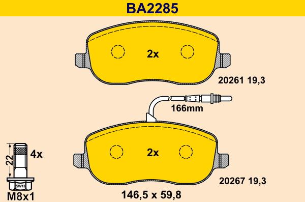 Barum BA2285 - Гальмівні колодки, дискові гальма autocars.com.ua