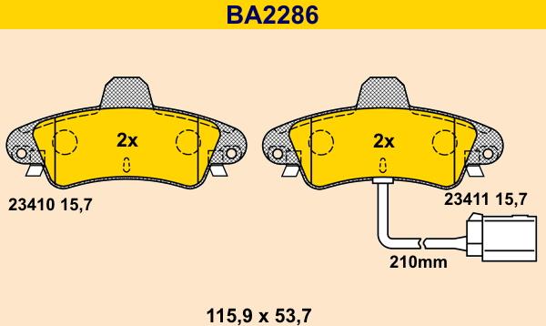 Barum BA2286 - Тормозные колодки, дисковые, комплект avtokuzovplus.com.ua
