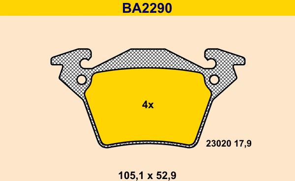 Barum BA2290 - Тормозные колодки, дисковые, комплект autodnr.net