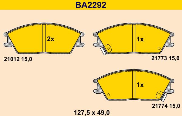 Barum BA2292 - Тормозные колодки, дисковые, комплект autodnr.net