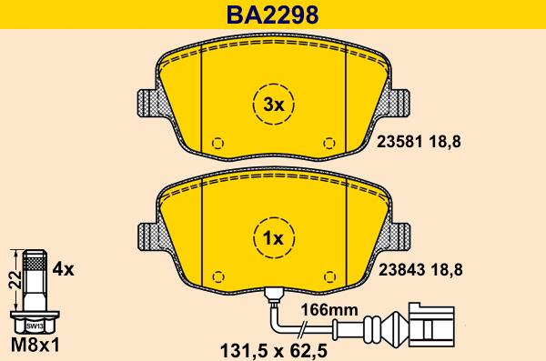 Barum BA2298 - Гальмівні колодки, дискові гальма autocars.com.ua