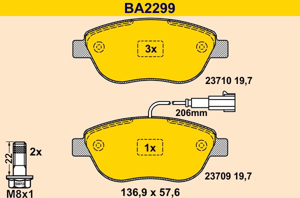 Barum BA2299 - Гальмівні колодки, дискові гальма autocars.com.ua