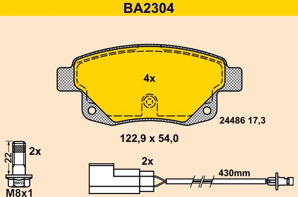 Barum BA2304 - Гальмівні колодки, дискові гальма autocars.com.ua