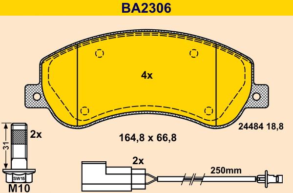 Barum BA2306 - Тормозные колодки, дисковые, комплект avtokuzovplus.com.ua