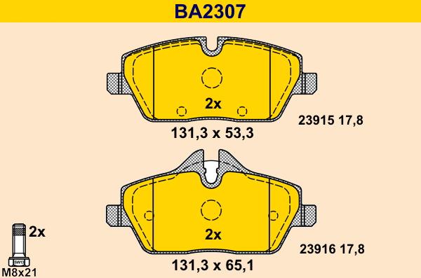 Barum BA2307 - Гальмівні колодки, дискові гальма autocars.com.ua