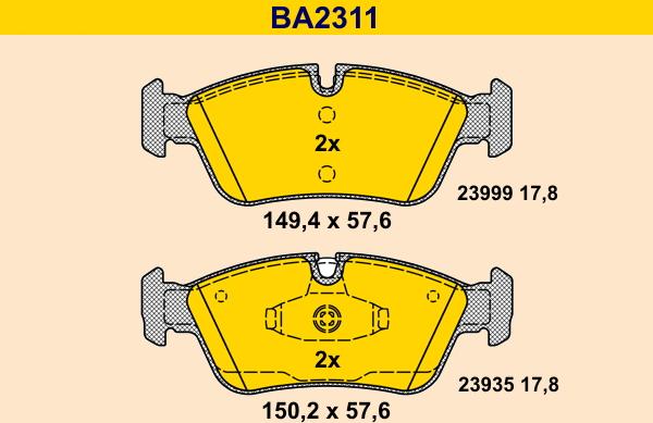 Barum BA2311 - Тормозные колодки, дисковые, комплект avtokuzovplus.com.ua