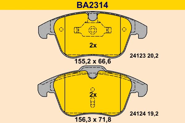 Barum BA2314 - Гальмівні колодки, дискові гальма autocars.com.ua