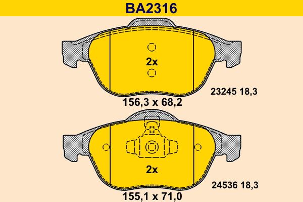 Barum BA2316 - Гальмівні колодки, дискові гальма autocars.com.ua