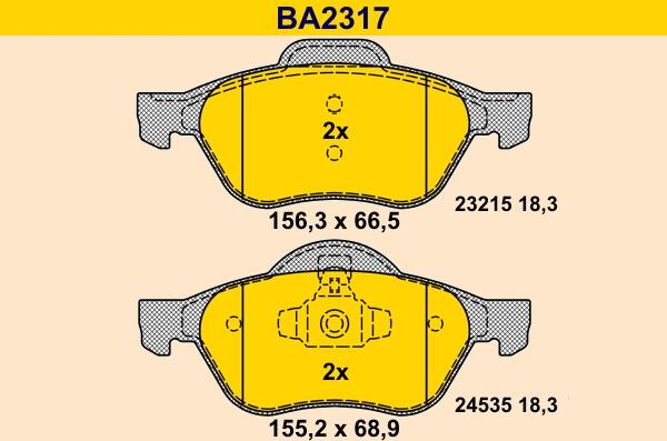 Barum BA2317 - Гальмівні колодки, дискові гальма autocars.com.ua