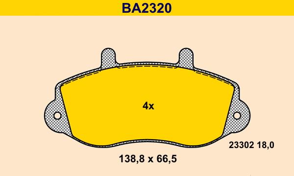 Barum BA2320 - Гальмівні колодки, дискові гальма autocars.com.ua