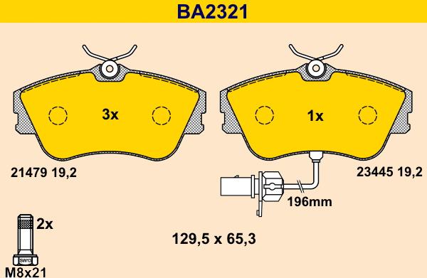 Barum BA2321 - Тормозные колодки, дисковые, комплект avtokuzovplus.com.ua