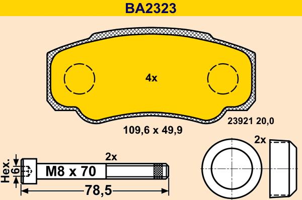 Barum BA2323 - Гальмівні колодки, дискові гальма autocars.com.ua