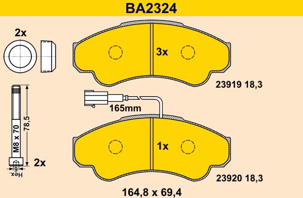 Barum BA2324 - Тормозные колодки, дисковые, комплект autodnr.net