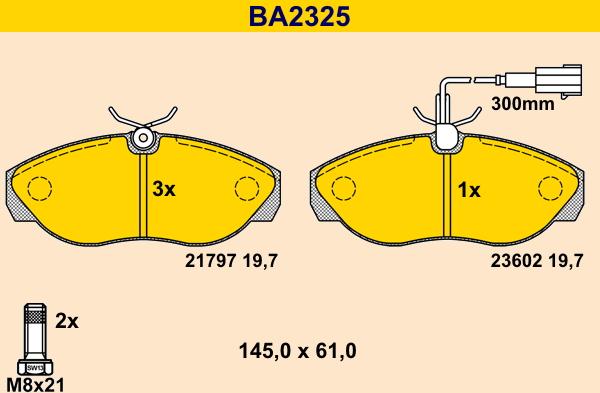 Barum BA2325 - Тормозные колодки, дисковые, комплект avtokuzovplus.com.ua