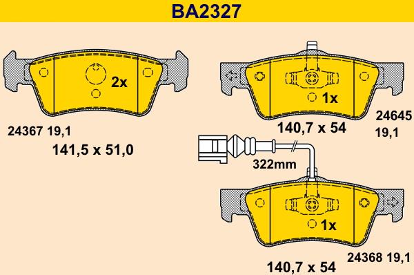 Barum BA2327 - Гальмівні колодки, дискові гальма autocars.com.ua