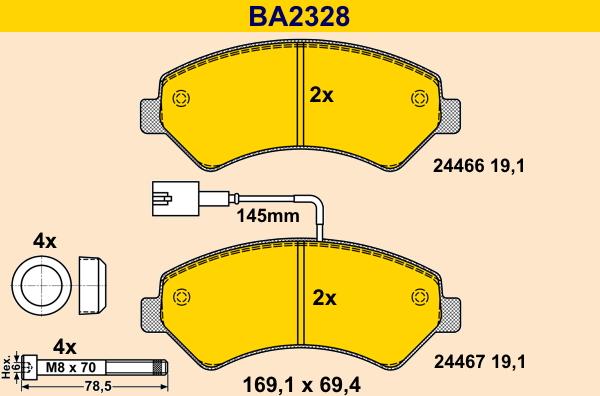 Barum BA2328 - Гальмівні колодки, дискові гальма autocars.com.ua