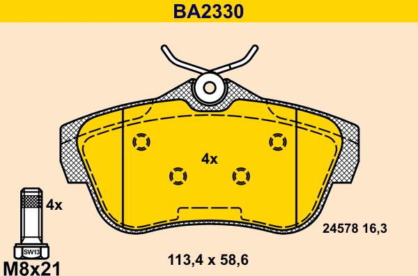 Barum BA2330 - Тормозные колодки, дисковые, комплект avtokuzovplus.com.ua