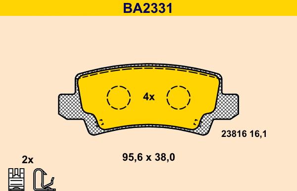 Barum BA2331 - Тормозные колодки, дисковые, комплект avtokuzovplus.com.ua