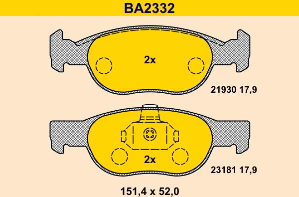 Barum BA2332 - Гальмівні колодки, дискові гальма autocars.com.ua