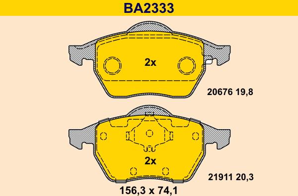 Barum BA2333 - Гальмівні колодки, дискові гальма autocars.com.ua