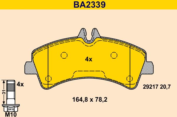 Barum BA2339 - Тормозные колодки, дисковые, комплект autodnr.net