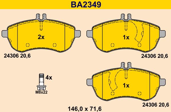 Barum BA2349 - Гальмівні колодки, дискові гальма autocars.com.ua