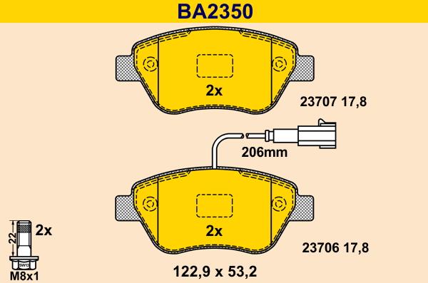 Barum BA2350 - Гальмівні колодки, дискові гальма autocars.com.ua