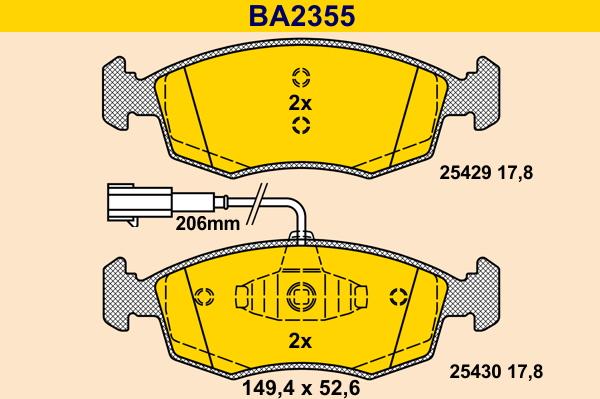 Barum BA2355 - Тормозные колодки, дисковые, комплект autodnr.net