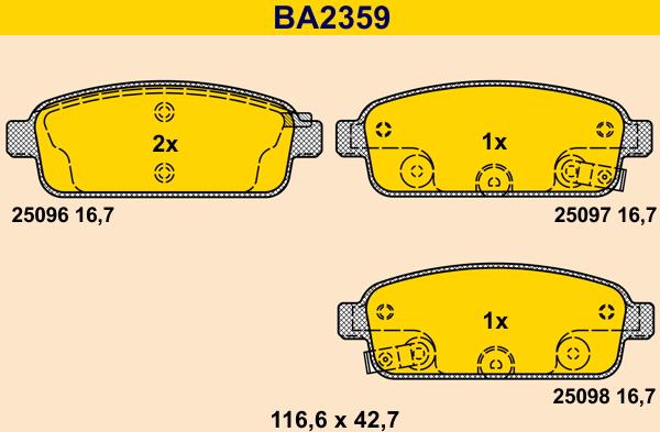 Barum BA2359 - Гальмівні колодки, дискові гальма autocars.com.ua