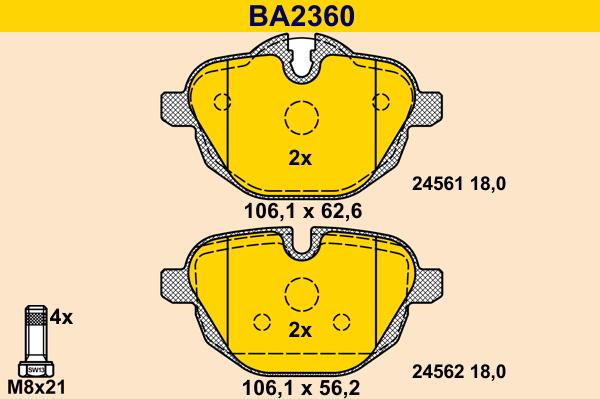 Barum BA2360 - Тормозные колодки, дисковые, комплект avtokuzovplus.com.ua