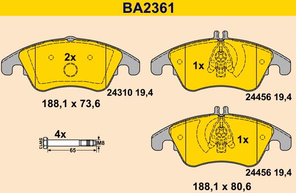 Barum BA2361 - Тормозные колодки, дисковые, комплект autodnr.net