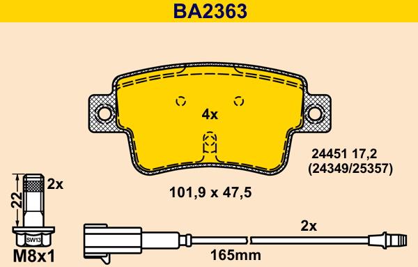 Barum BA2363 - Гальмівні колодки, дискові гальма autocars.com.ua