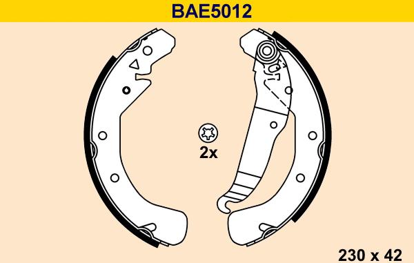 Barum BAE5012 - Комплект гальм, барабанний механізм autocars.com.ua