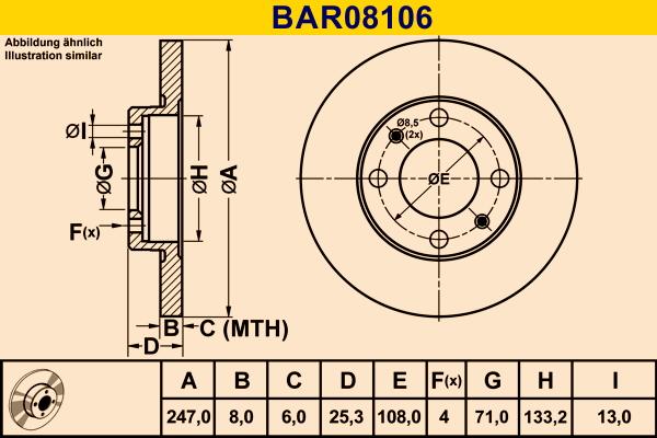 Barum BAR08106 - Гальмівний диск autocars.com.ua