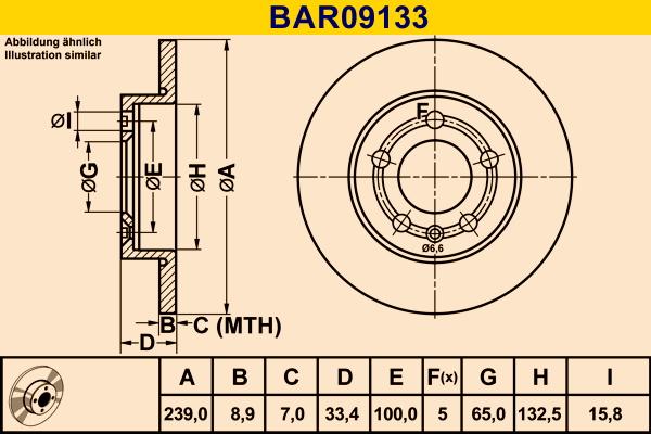 Barum BAR09133 - Гальмівний диск autocars.com.ua