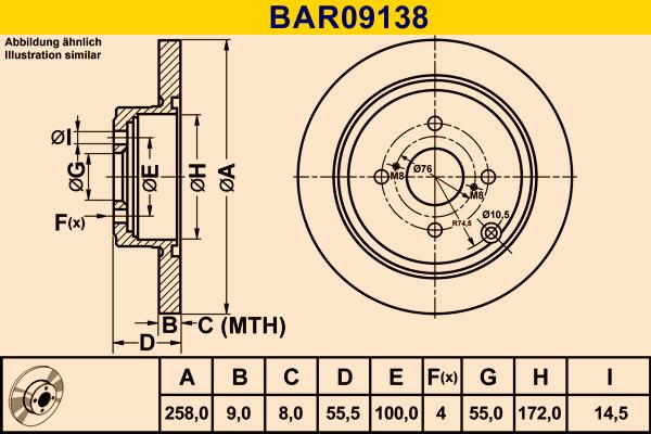 Barum BAR09138 - Гальмівний диск autocars.com.ua