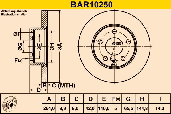 Barum BAR10250 - Гальмівний диск autocars.com.ua