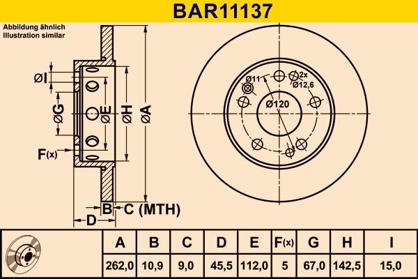 Barum BAR11137 - Гальмівний диск autocars.com.ua