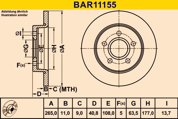 Barum BAR11155 - Гальмівний диск autocars.com.ua