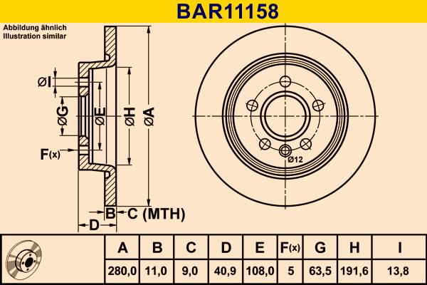 Barum BAR11158 - Гальмівний диск autocars.com.ua