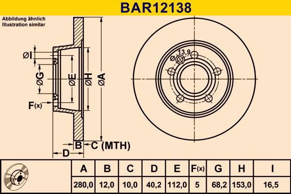 Barum BAR12138 - Гальмівний диск autocars.com.ua