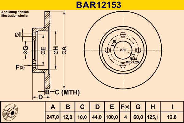 Barum BAR12153 - Гальмівний диск autocars.com.ua