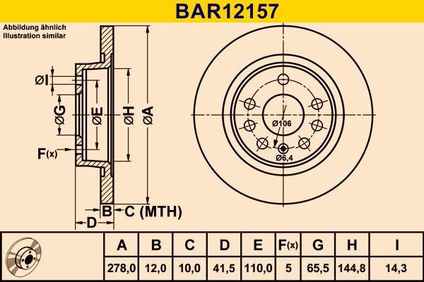 Barum BAR12157 - Гальмівний диск autocars.com.ua