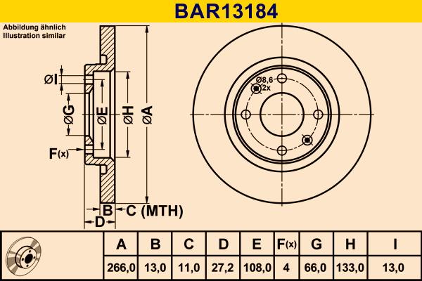 Barum BAR13184 - Гальмівний диск autocars.com.ua