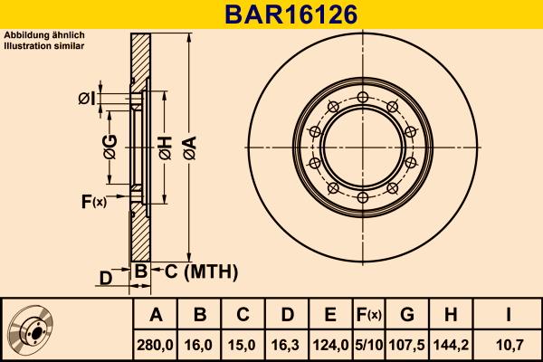 Barum BAR16126 - Гальмівний диск autocars.com.ua