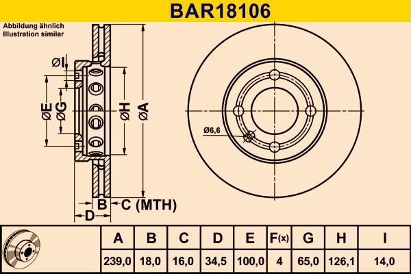 Barum BAR18106 - Гальмівний диск autocars.com.ua