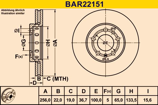 Barum BAR22151 - Гальмівний диск autocars.com.ua