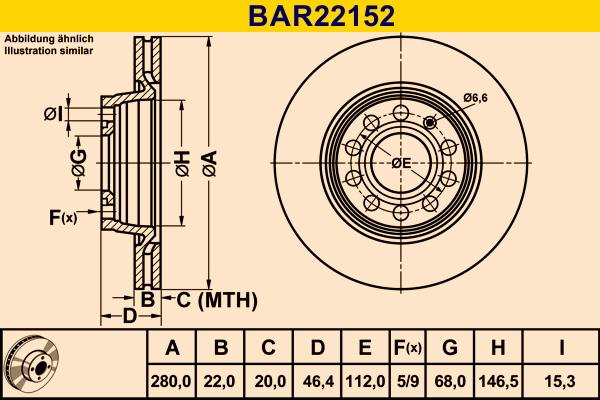 Barum BAR22152 - Гальмівний диск autocars.com.ua