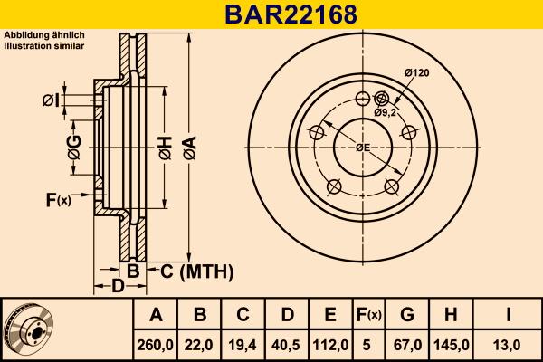 Barum BAR22168 - Гальмівний диск autocars.com.ua